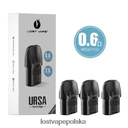 Lost Vape URSA kapsułki zamienne | 2,5 ml (3 opakowania) czarny 0,6 oma J4L2R6 Lost Vape Review Polska