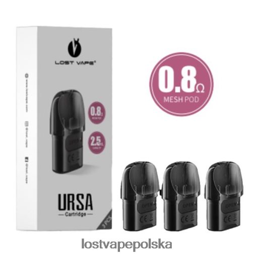 Lost Vape URSA kapsułki zamienne | 2,5 ml (3 opakowania) czarny 0,8 oma J4L2R123 Lost Vape Contact